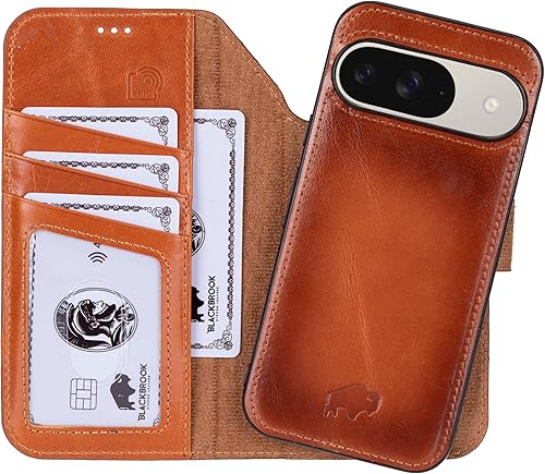 Miniatura 19 de BLACKBROOK Carter - Funda tipo cartera para Google Pixel 10 – Carter 2 en 1 desmontable con tapa a presión, cuero de grano completo, bloqueo RFID