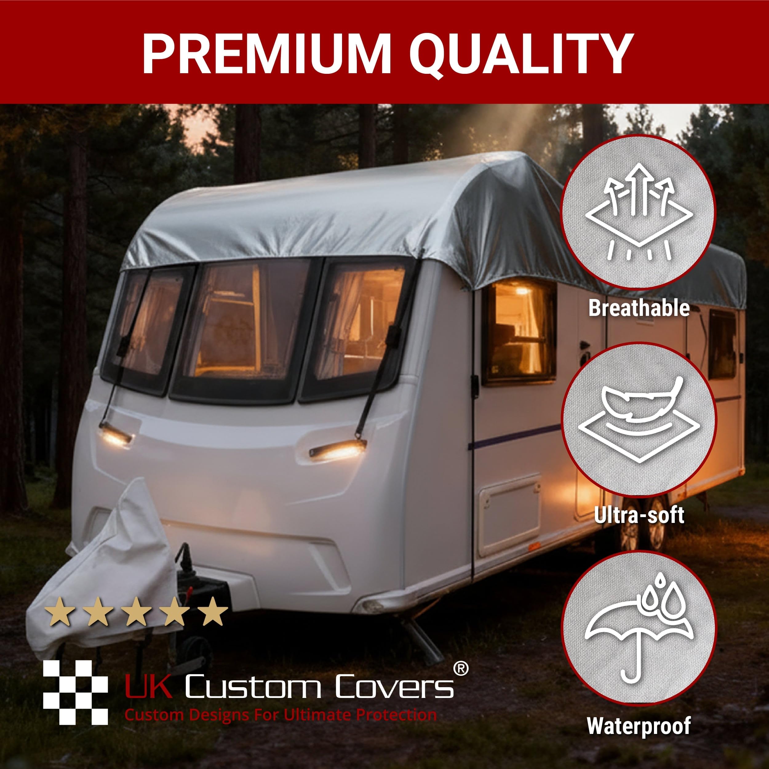 UK Custom Covers CC790SILVER - Cubierta superior impermeable para caravana (18 a 22 pies)