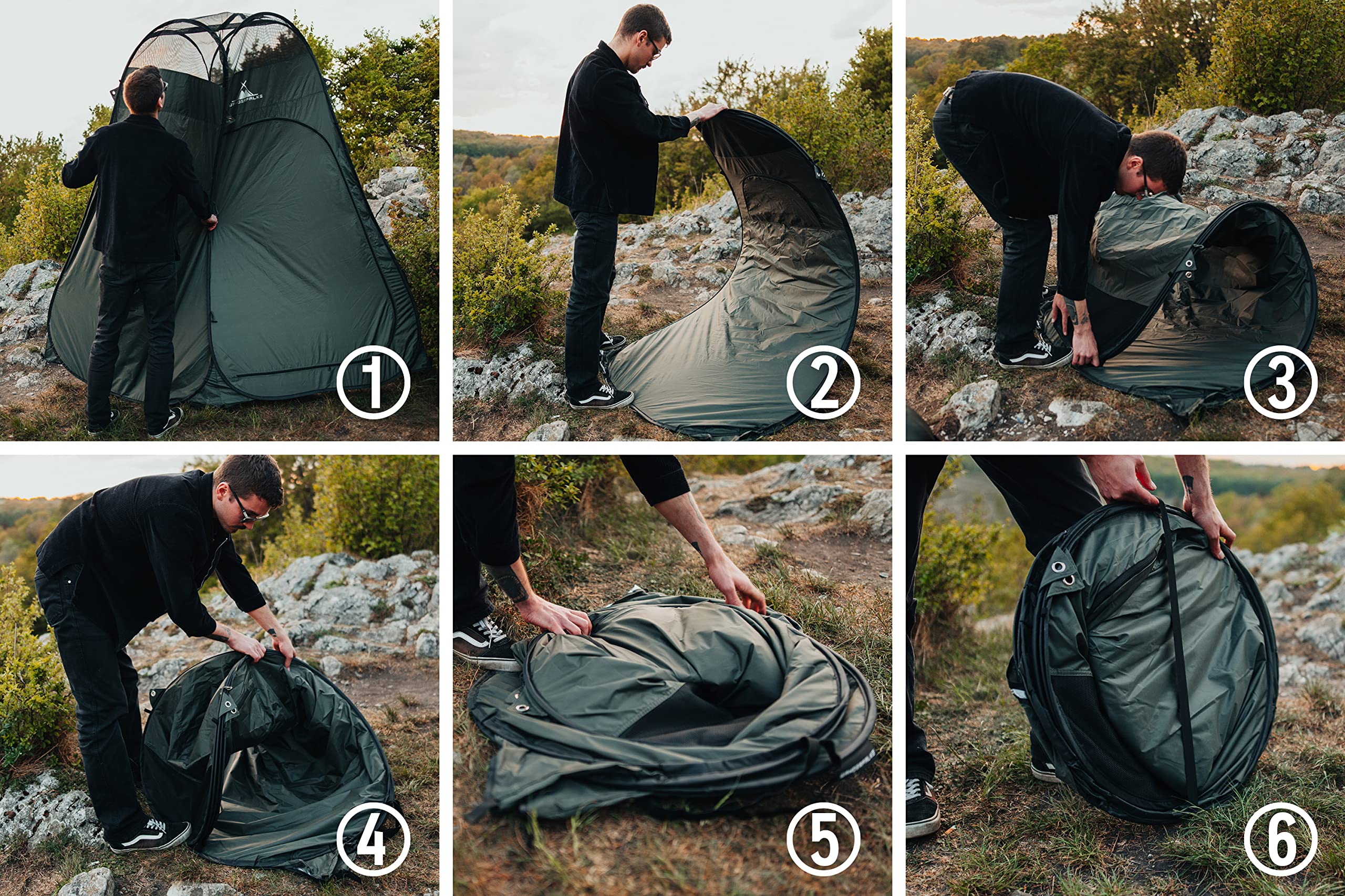 WANDERFALKE XL Pop Up namiot przebieralni, namiot toaletowy, namiot prysznicowy 120 x 120 x 210 cm, do użytku na zewnątrz, na kemping, wędkowanie, plażę, w zestawie torba do przenoszenia (zielona