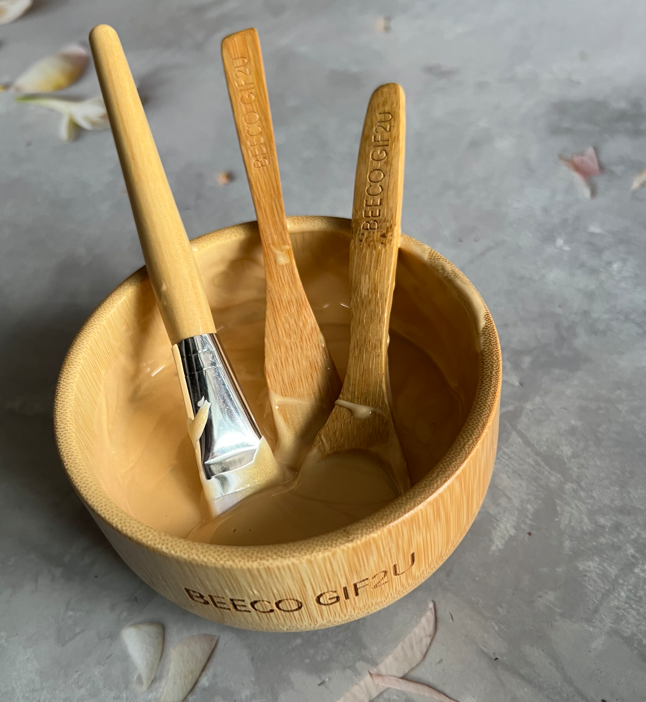 DIY Maskenschüssel-Set Aus Holz - 7-teilig, Für Tonmasken & Hautpflege