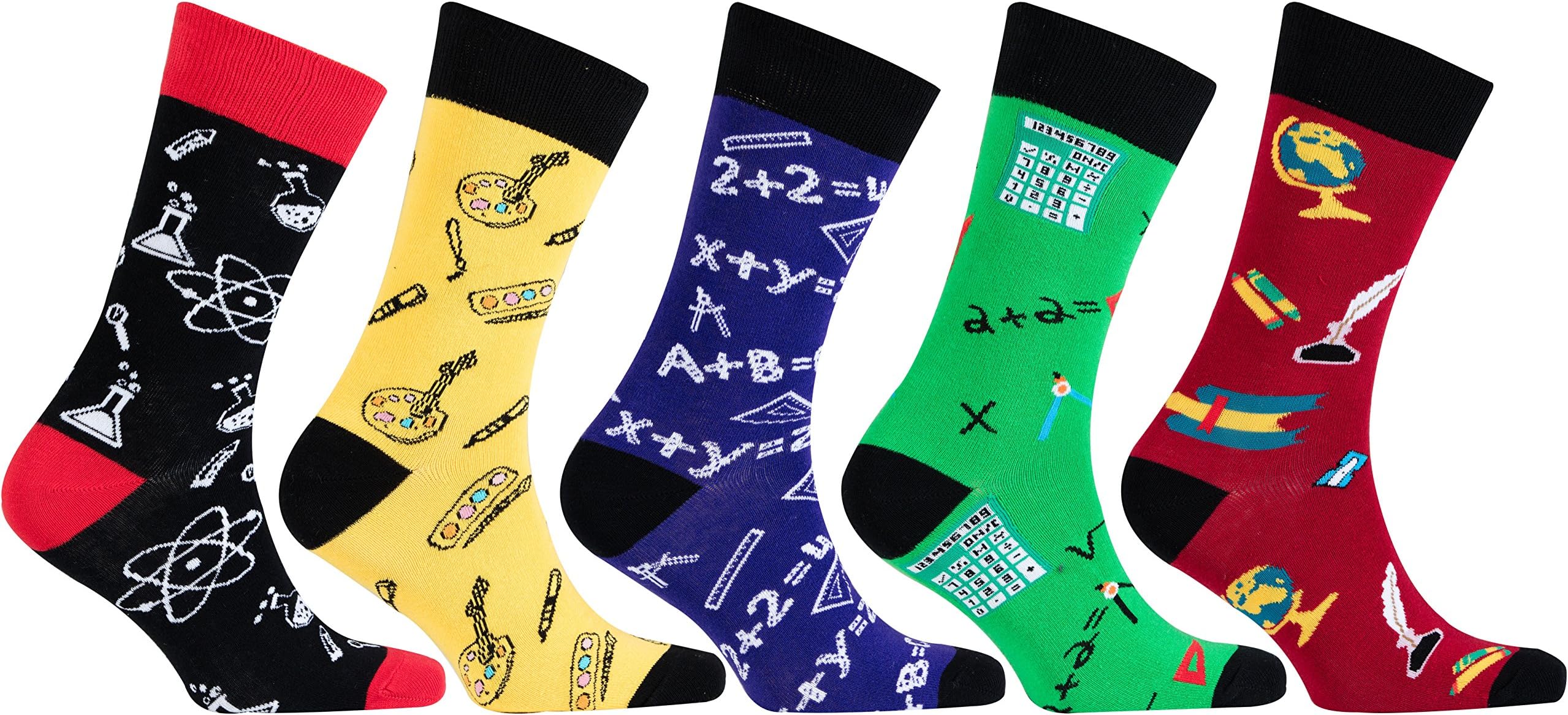 Mens 5pair Luxury Colorful Cotton Fun Novelty Dress Socks Gift Box