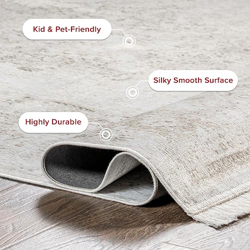 Miniatura 4 de nuLOOM Cantrell Faded - Alfombra de área de transición con flecos, 9 x 12, marfil