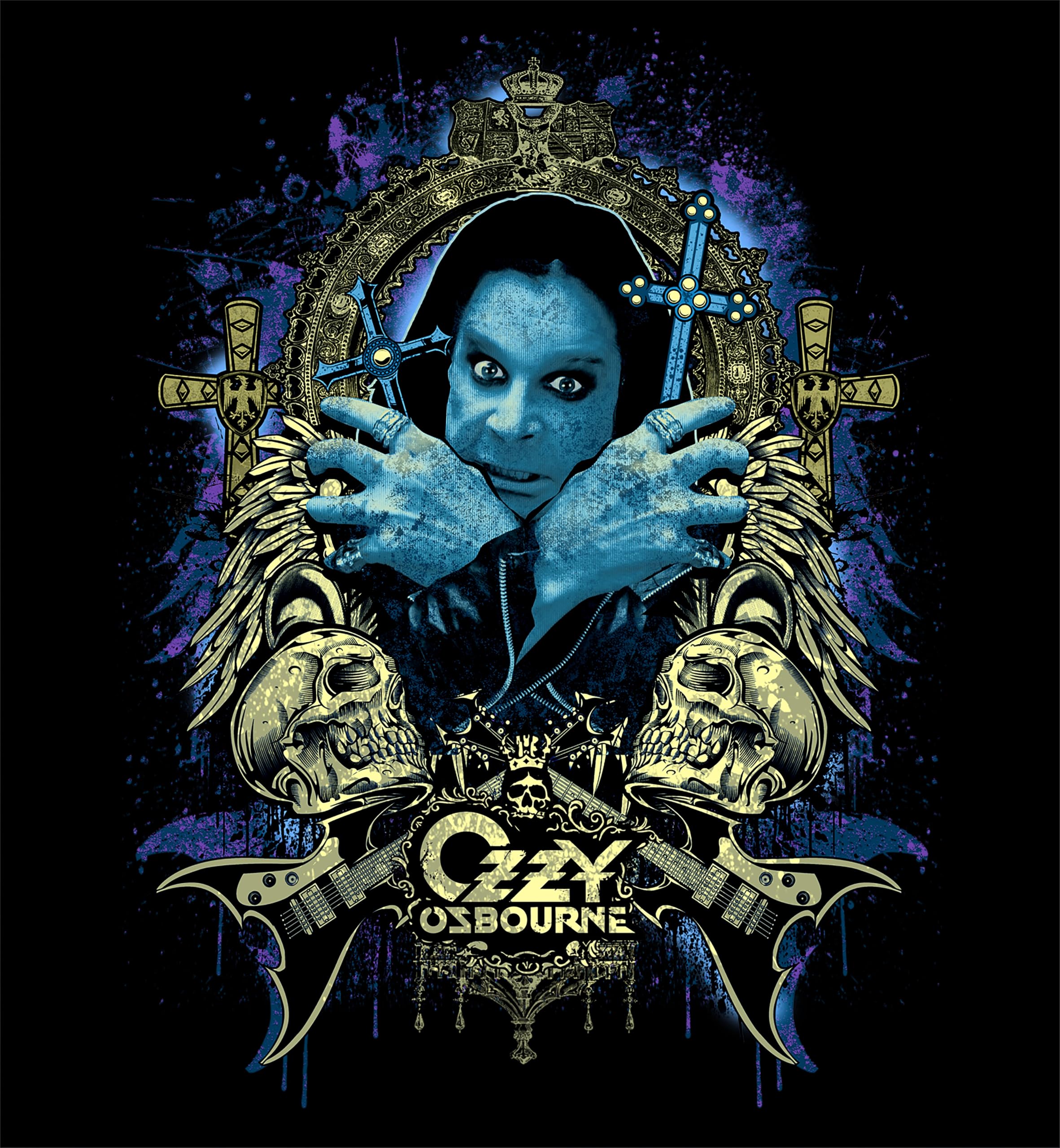 Ozzy Osbourne Kapuzenpullover Gothic Offizieller Rock Metal Herren Hoodie | Baumwoll-Sweatshirt mit Seitentaschen, offizielle Lizenz, Regular Fit, Heavy Metal Hard Rock Sweatshirt