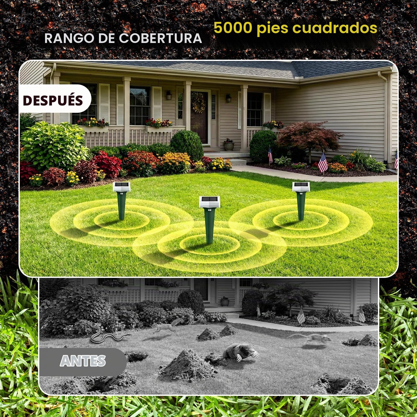 Repelente Gatos Solar con LED y 3 Modos, Paquete de 4 Ahuyentador Gatos para Jardín, Amplio Alcance y Protección contra el Agua Ahuyentador De Jabalies Ultrasónico para Topos, Ratas