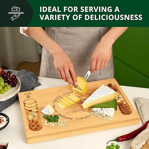Miniatura 58 de ROYAL CRAFT WOOD Tablas de bambú extra grandes para charcutería – Juego de tablas de charcutería grande con 3 cuencos para salsa, 4 cuchillos