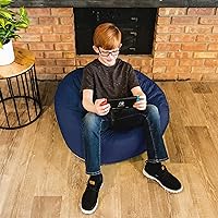 Vista 4 de Big Joe Silla Puf Clásica para Dormitorio de Niños y Rincón de Lectura, Azul Marino Fácil de Limpiar, Mezcla Duradera de Nylon y Poliéster, 2 Pies