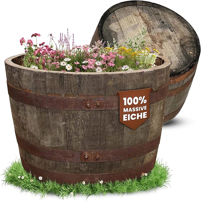 Temesso Halbes Fass aus einem originalen schottischen Whiskyfass (Natur - mit Ablaufbohrungen)