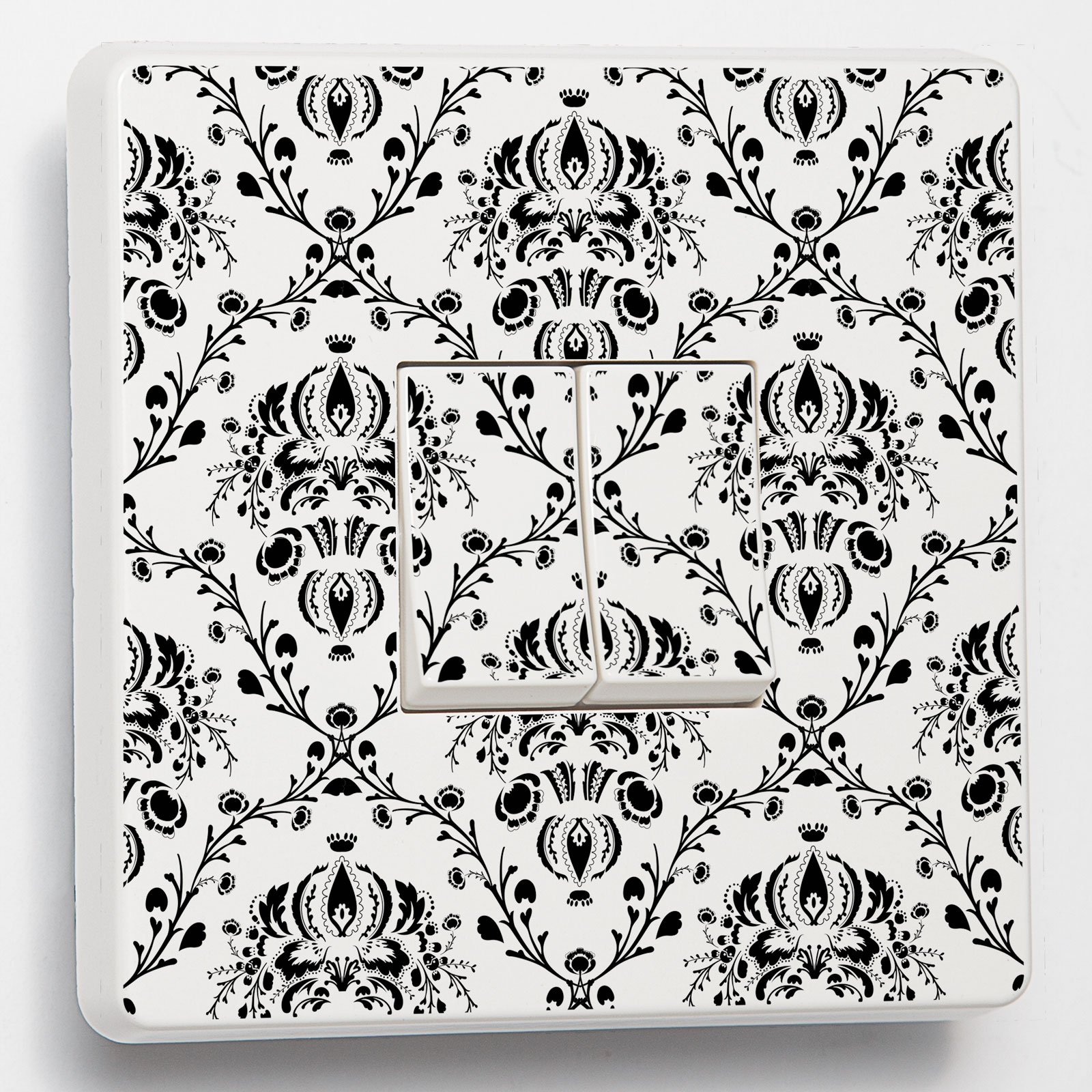 Stika.co Black And White Pack Of 2 Vintage Black & White Pattern - Double Light Switch Cover Vinyl Skin Sticker - Home Decor Improvements