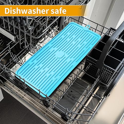 Miniatura 79 de Ptlom Mantel individual de silicona para perros y gatos, antideslizante, impermeable, tapete para alimentos y agua, tapete para bandeja