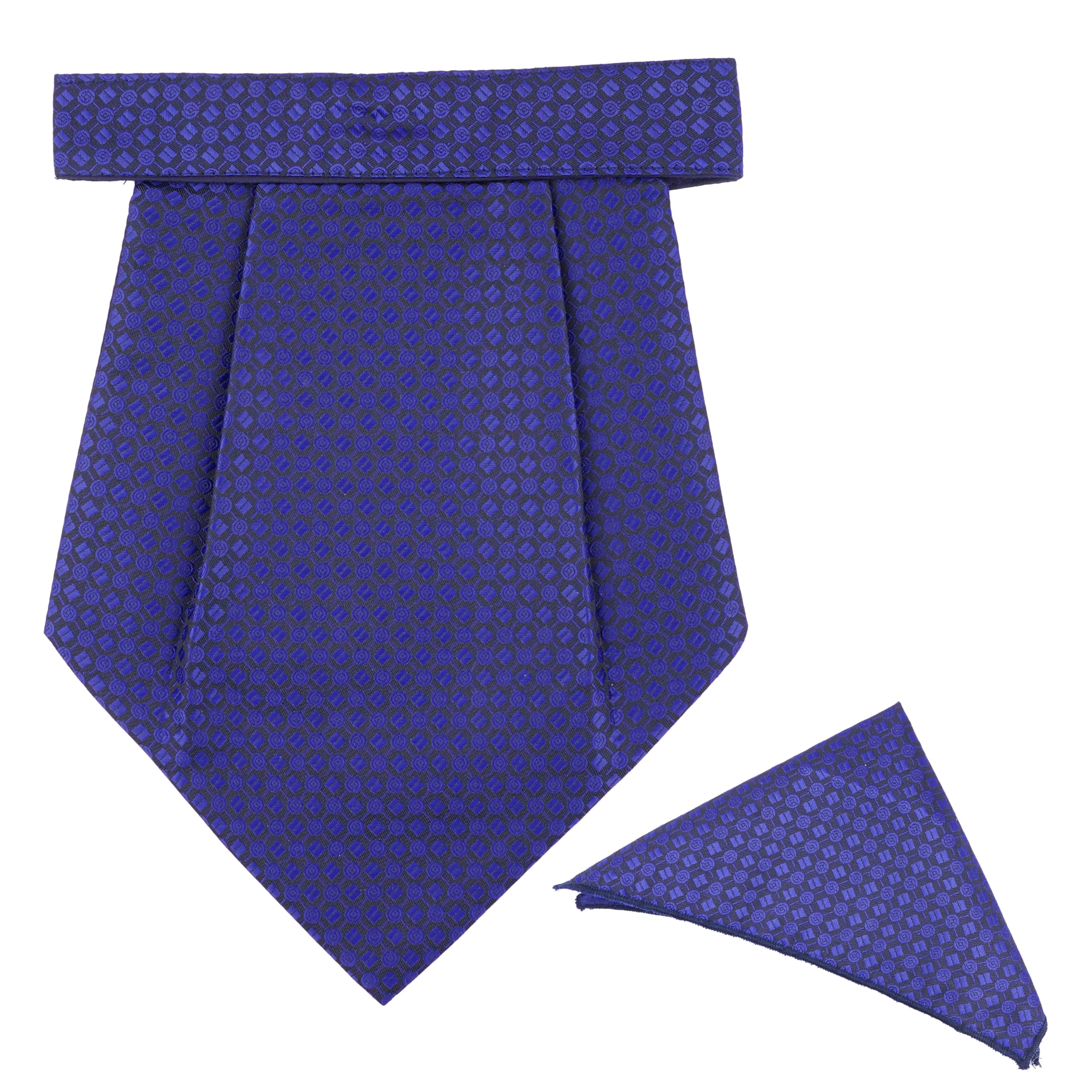 calixto Rajput Men's Cravat - 100% Polyester Microfiber Cravats With Pocket Square, Casual Accessory (Blue [ Cir/Rec ])(Pack Of 2)-picture-9