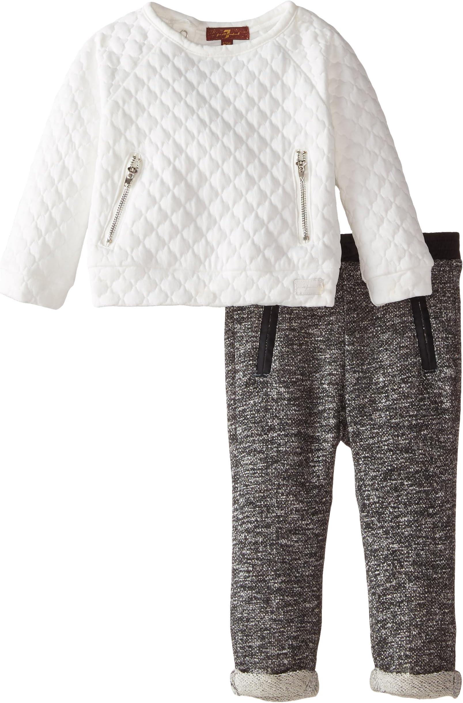 7 for all mankind Baby Girls Long Sleeve Quilted Tee and Sweat Pant Set
