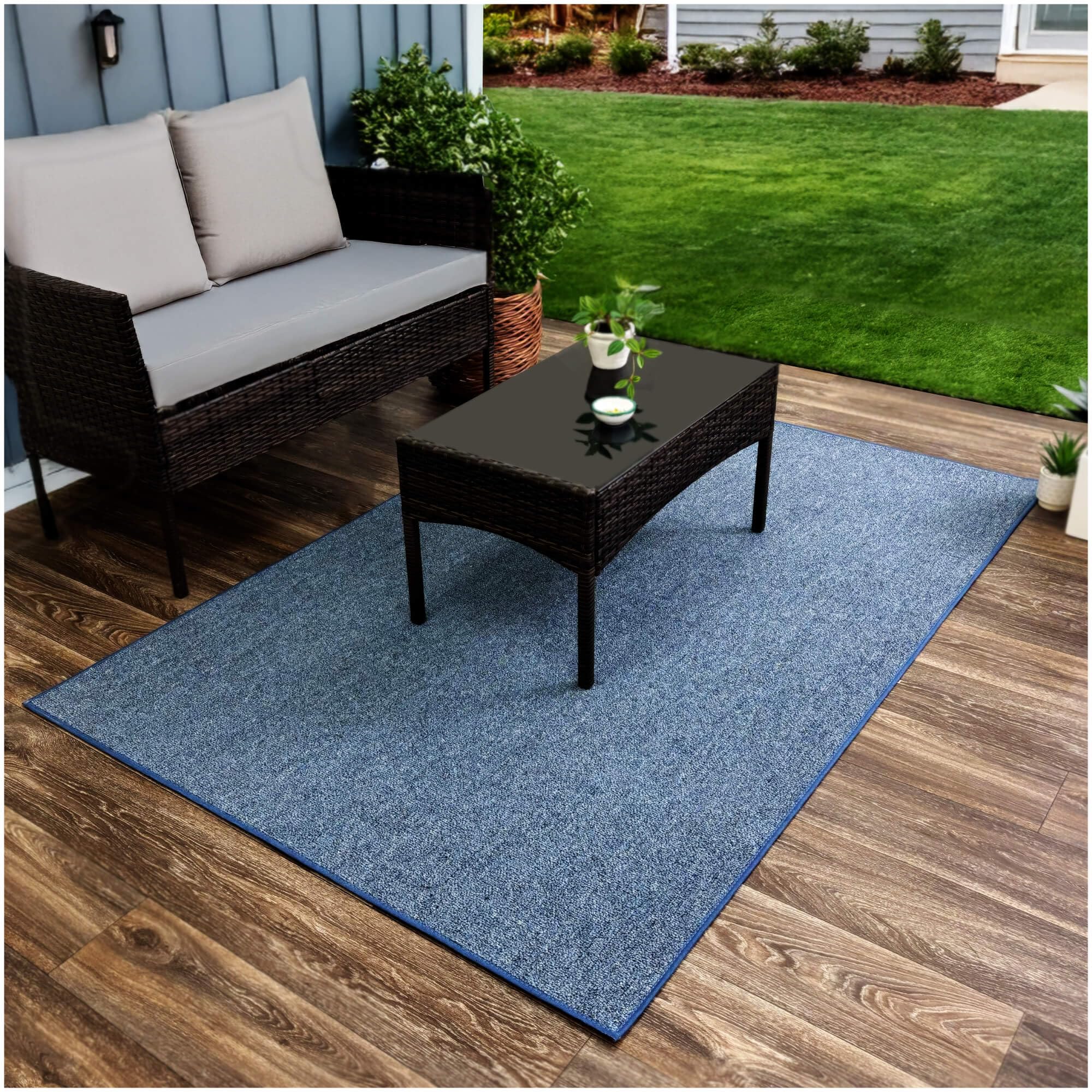KOECKRITZ 5' x 10' Indoor/Outdoor Area Rug – Fade Resistant, Lightweight Polyester Carpet for Porch, Patio, Deck, Living Room & Events - Cobalt