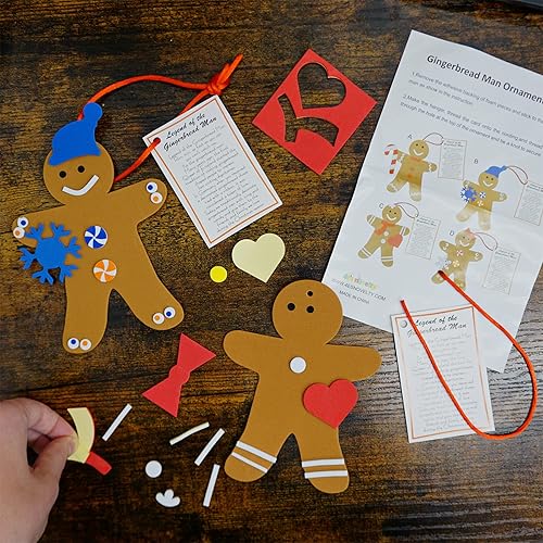 Miniatura 5 de 4E's Novelty Legend of Gingerbread Man - Juego de 12 adornos navideños de espuma a granel, de 3 a 12 años, autoadhesivos, adornos de bricolaje para
