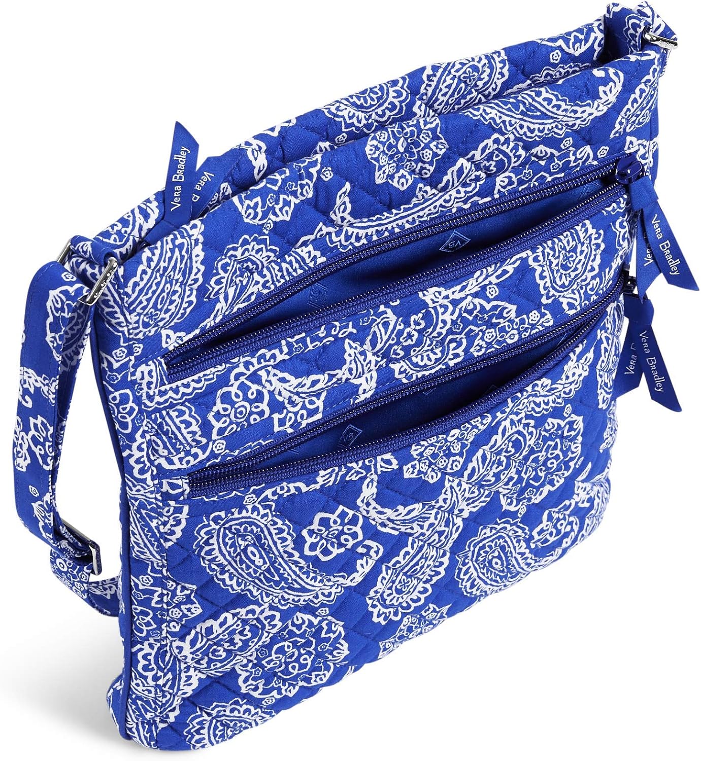 Miniatura 5 de Vera Bradley Cotton Collegiate Triple Zip Hipster Crossbody Purse (Multiple Teams Available)