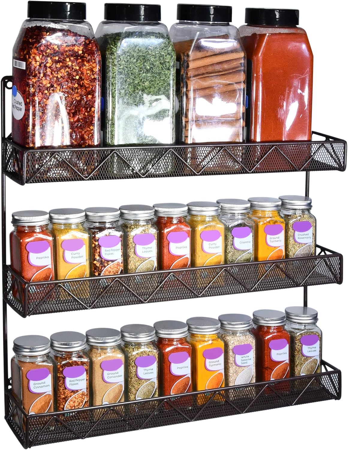 AMT 3 Tier Nail Rack, Pack Metal Wall Mount Organizer, Essential Oils Organizer, Pantry Cabinet Door Shelf Storage.Hanging Display for Spice Jars, Sauces, Cosmetic Beauty Bottles