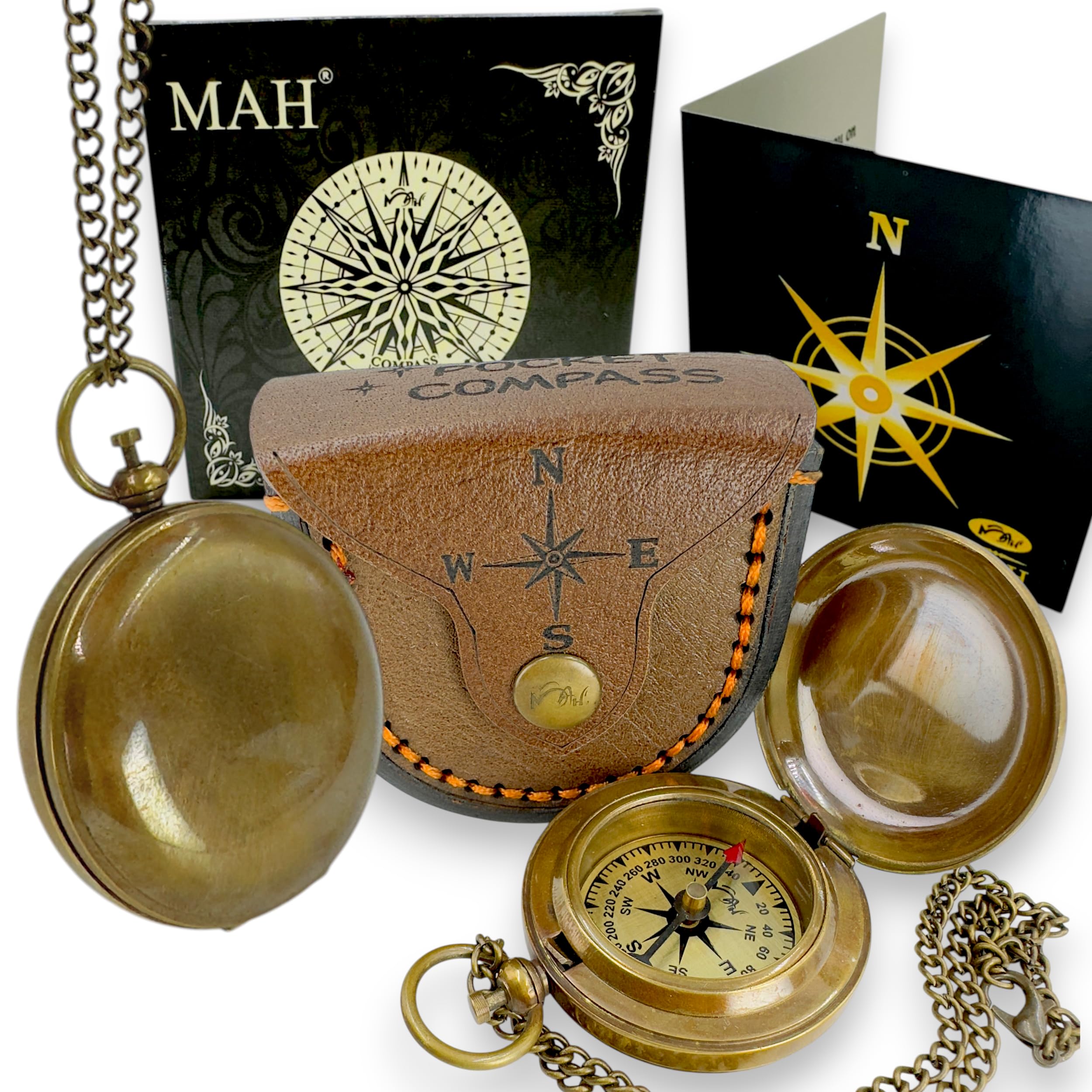 Messingkompass-Geschenk – Druckknopf-Kompass als Erinnerungsstück für Sohn, Jungen und Männer, Abschluss- und Geburtstagsgeschenk, motivierend, einzigartige Geschenkidee, Sammler-Schreibtischdeko