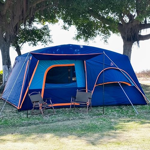 Miniatura 3 de KTT Extra Large Tent 12 Person,Full Rainfly,2 Bay-Windows,Family Cabin Tents,14'Lx10'Wx6.58'H,2 Rooms and 3 Doors 3 Windows with Azul oscuro-12
