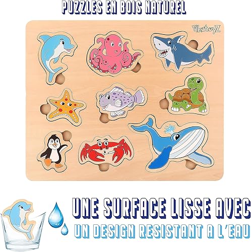 Miniatura 6 de Pikatoyz Rompecabezas de madera para niños pequeños de 1 a 3. Juguetes de madera para niños de 1, 2, 3 años de edad. Rompecabezas Montessori ideal.