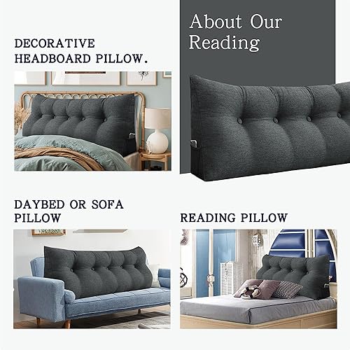 Miniatura 5 de Almohada de cabecera de cuña tamaño individual, almohada grande para cama, almohada triangular de lectura, almohada de apoyo para la espalda para