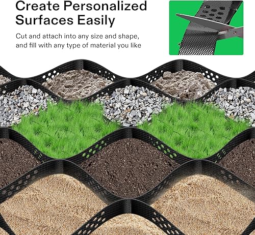 Miniatura 5 de VIVOSUN Rejilla de tierra de 2 pulgadas de profundidad, 9 x 17 pies, celda geográfica de polietileno de alta densidad, 1885 libras por pie cuadrado