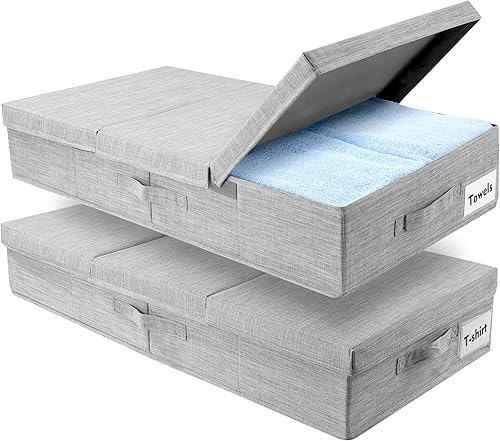 oridom Contenedores de almacenamiento debajo de la cama, paquete de 2 contenedores grandes de almacenamiento debajo de la cama con asa,