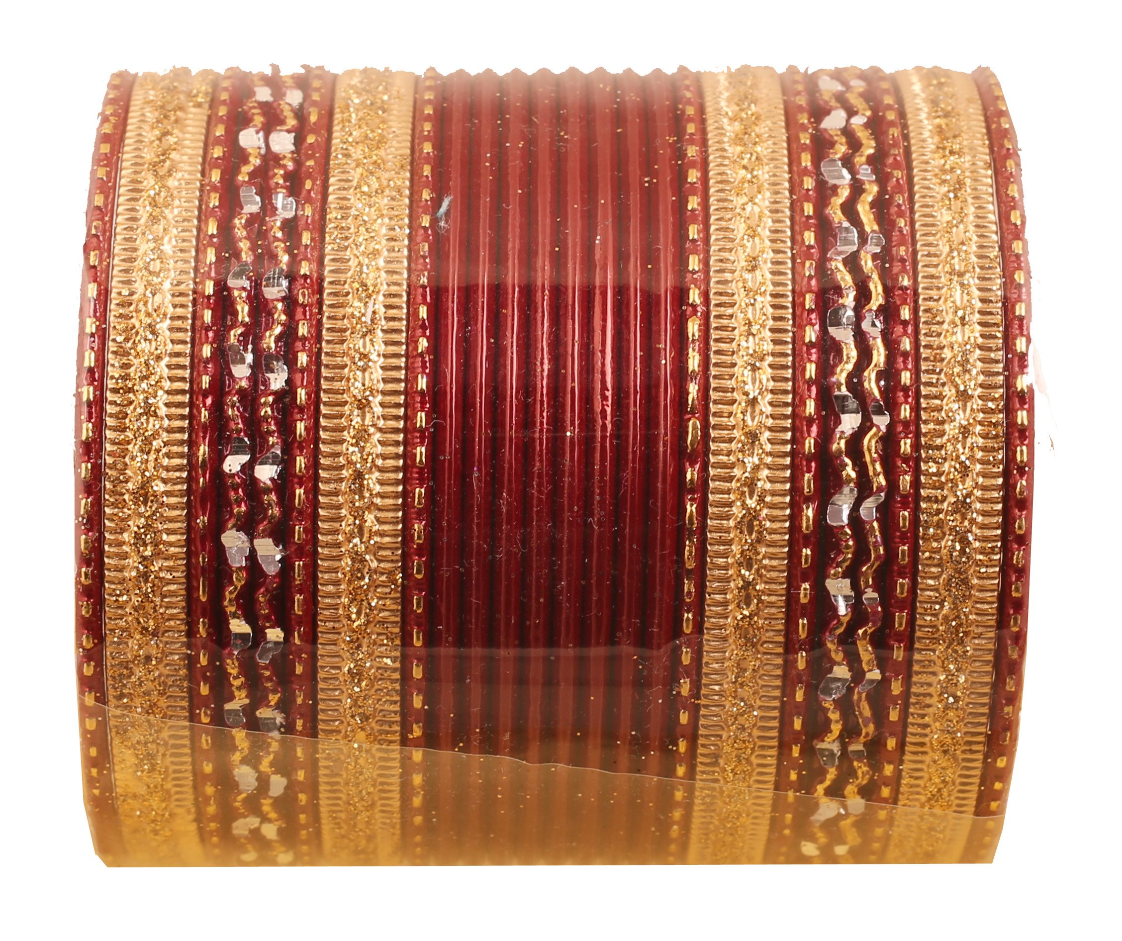 Touchstone2 Dozen Bangle Collection Indian Bollywood Alloy Metal Textured Color Designer Jewelry Special Large Size Bangle Bracelets Set of 24 in Gold Tone for Women