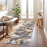 Vista 7 de Rugshop Brighton Alfombra Pasillo Moderna Abstracta Resistente a las Manchas Suave 2' x 7' Amarilla
