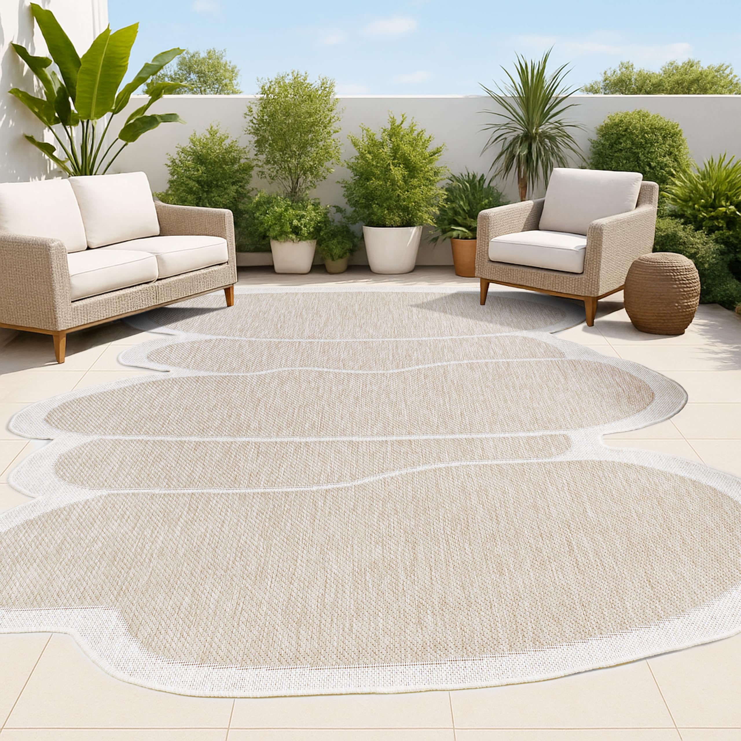 Photo 1 of JONATHAN Y Rustic Abstract Indoor Outdoor Area Rug 5X8 Beige/Cream, Jasper Modern for Backyard, Patio, Porch, Easy-Cleaning, High Traffic, Pet-Friendly, Non-Shedding (SHP101B-5)