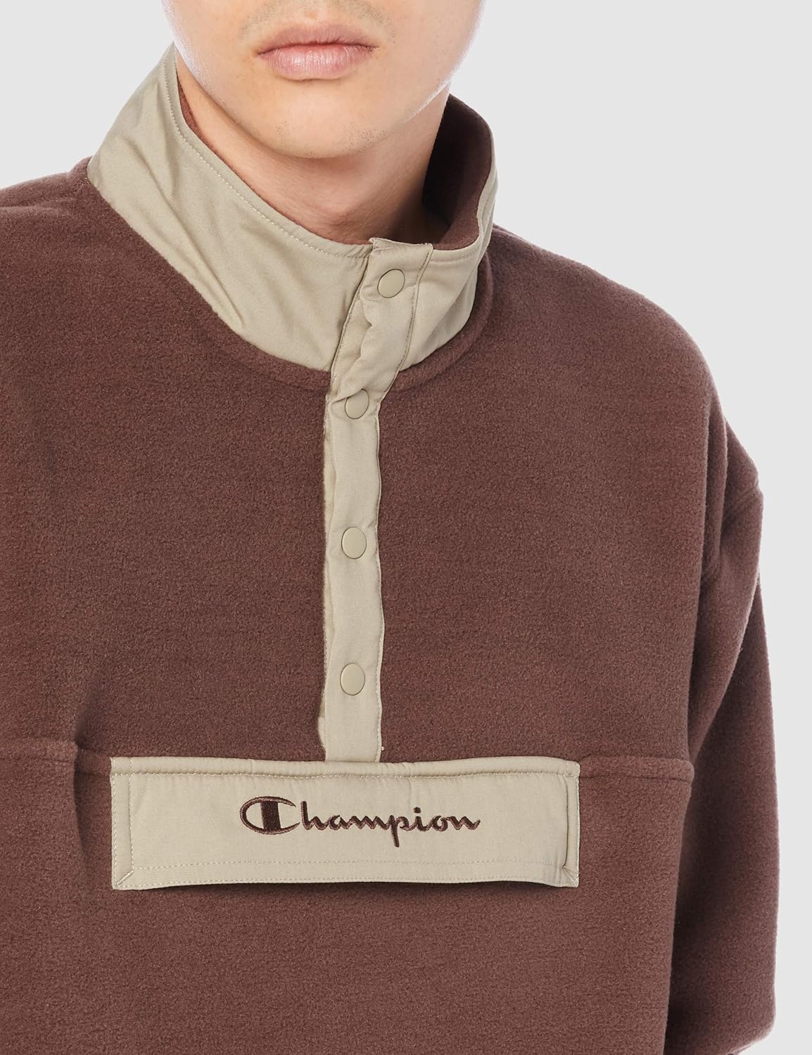 GERRY（ジェリー）の「【GERRY/ジェリー】ワンポイントロゴ刺繍 ボアフリースハーフスナッププルオーバー（ブルゾン）」 - WEAR [Champion] ハーフスナップジャケット ボアフリース 配色 スクリプトロゴ ビッグCロゴ刺繍 バックデザイン C3-S610