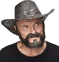 Vista 14 de Mustaches - Barba postiza y autoadhesiva de persona bajo fianza, accesorio de disfraz facial postizo para adultos, color gris y blanco