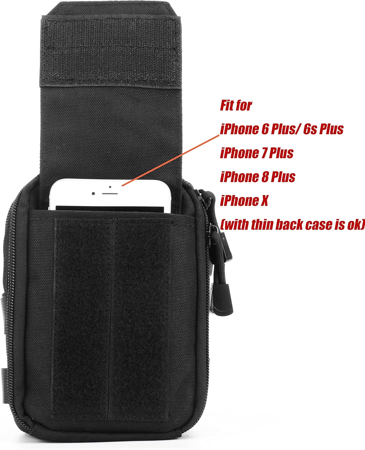 LefRight Multipurpose Tactical Nylon Molle EDC Utility IFAK Waist Bag Pouch Holster Front Pocket Compatible with iPhone XR 7 Plus Pixel XL Samsung S9 S7 Edge Moto Z Force Play Combo Detachable Strap - Image 2