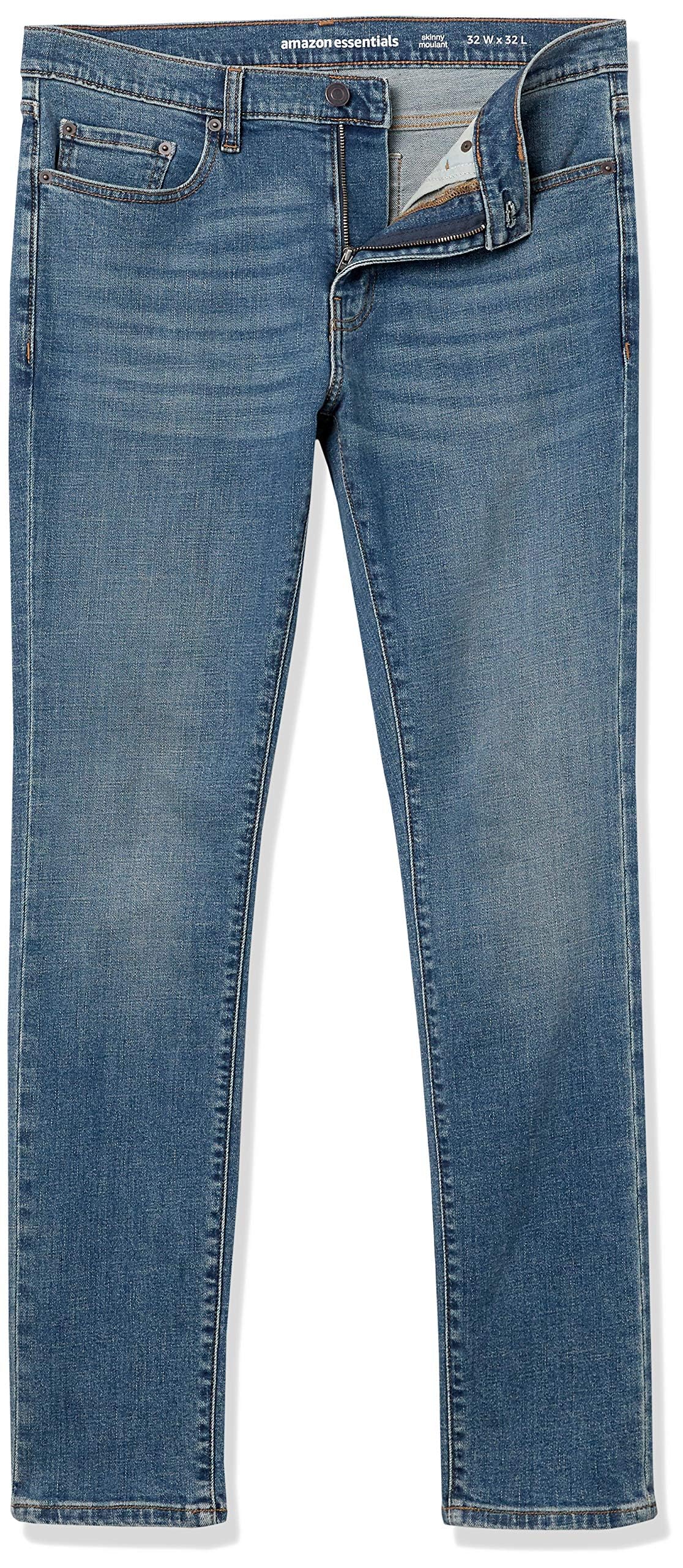 Amazon Essentials Jeans Elasticizzati Skinny - Colori Fuori Produzione Uomo, Blu Medio Vintage, 33W / 28L