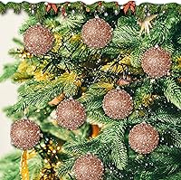 Vista 5 de Lyrow Juego de 24 adornos de bolas de Navidad con purpurina de 4 pulgadas, bolas de Navidad a granel de espuma de lentejuelas para colgar, bolas