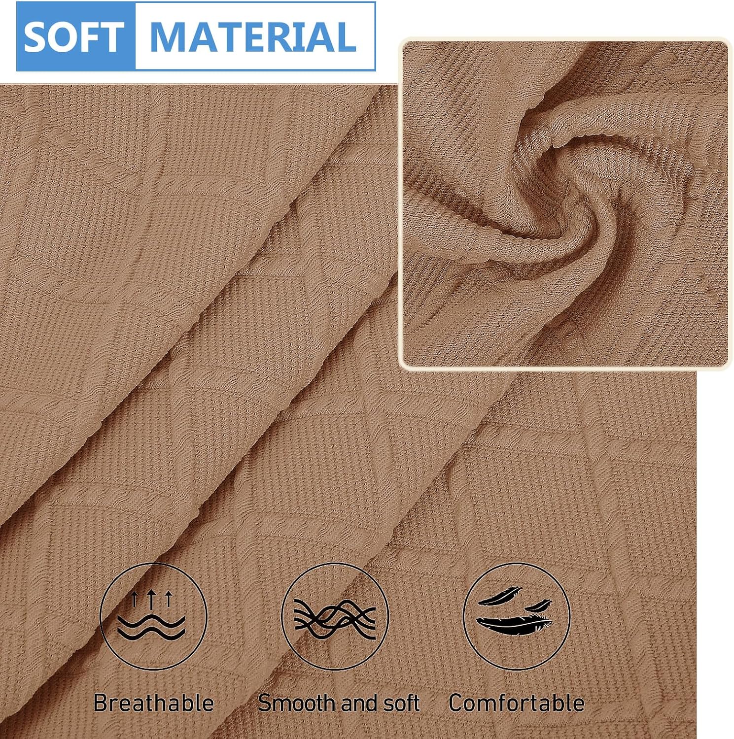 hyha Outdoor Couch Cushion Covers, Sectional Couch Sofa Covers Washable, Jacquard Diamond Lattice, Stretch Sofa Seat Cushion Cover for Indoor/Outdoor Patio Furniture (1 Piece for Medium, Camel)