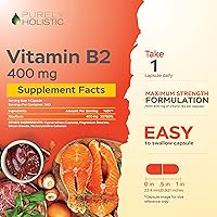 Vista 3 de Purely Holistic Vitamina B2 Riboflavina 400 mg - 240 cápsulas veganas, suministro para 8 meses - Vitaminas B2 de alta resistencia - Sin OMG y sin