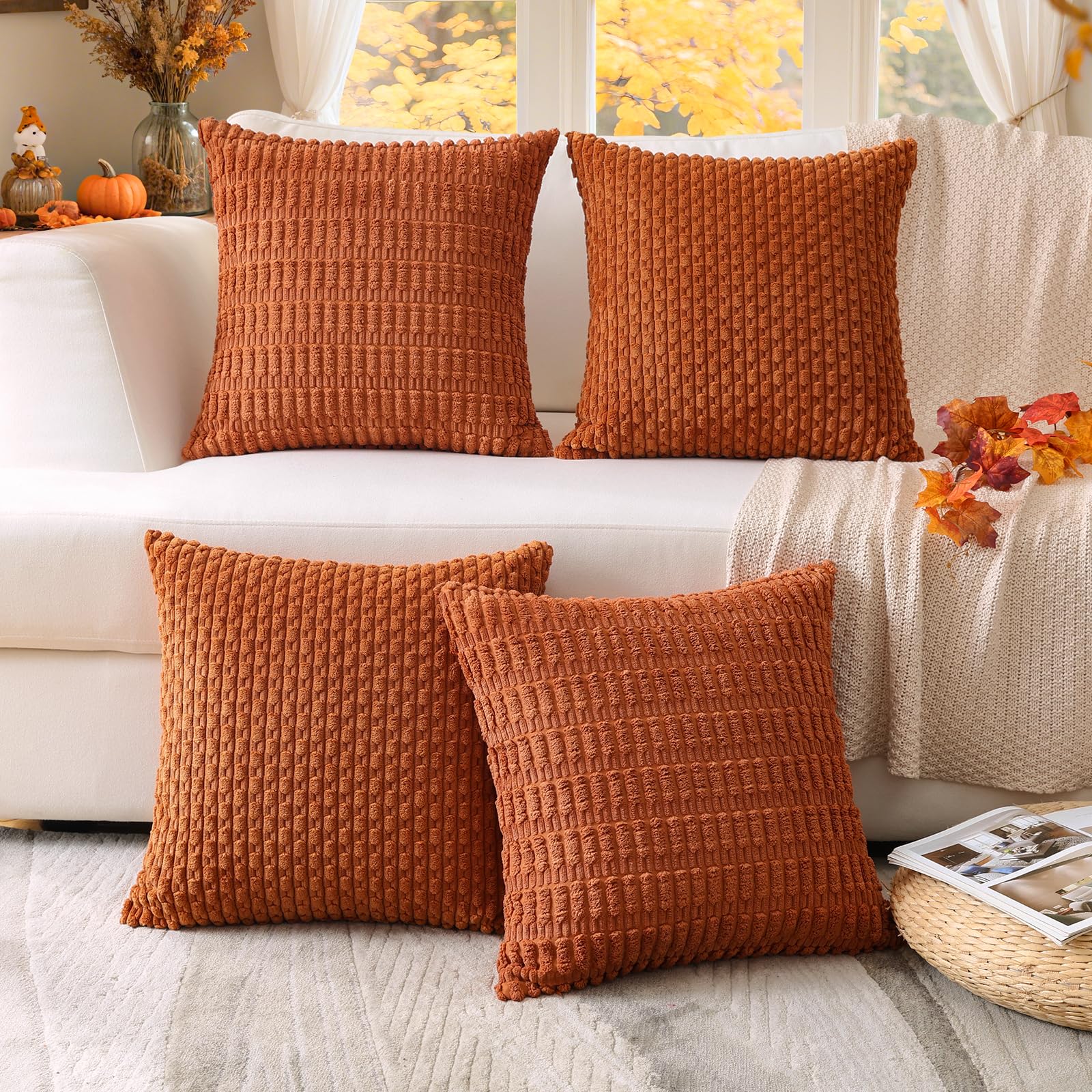 Housses de coussin 50,8x50,8 cm OTOSTAR rouille pour déco de canapé ferme et lit