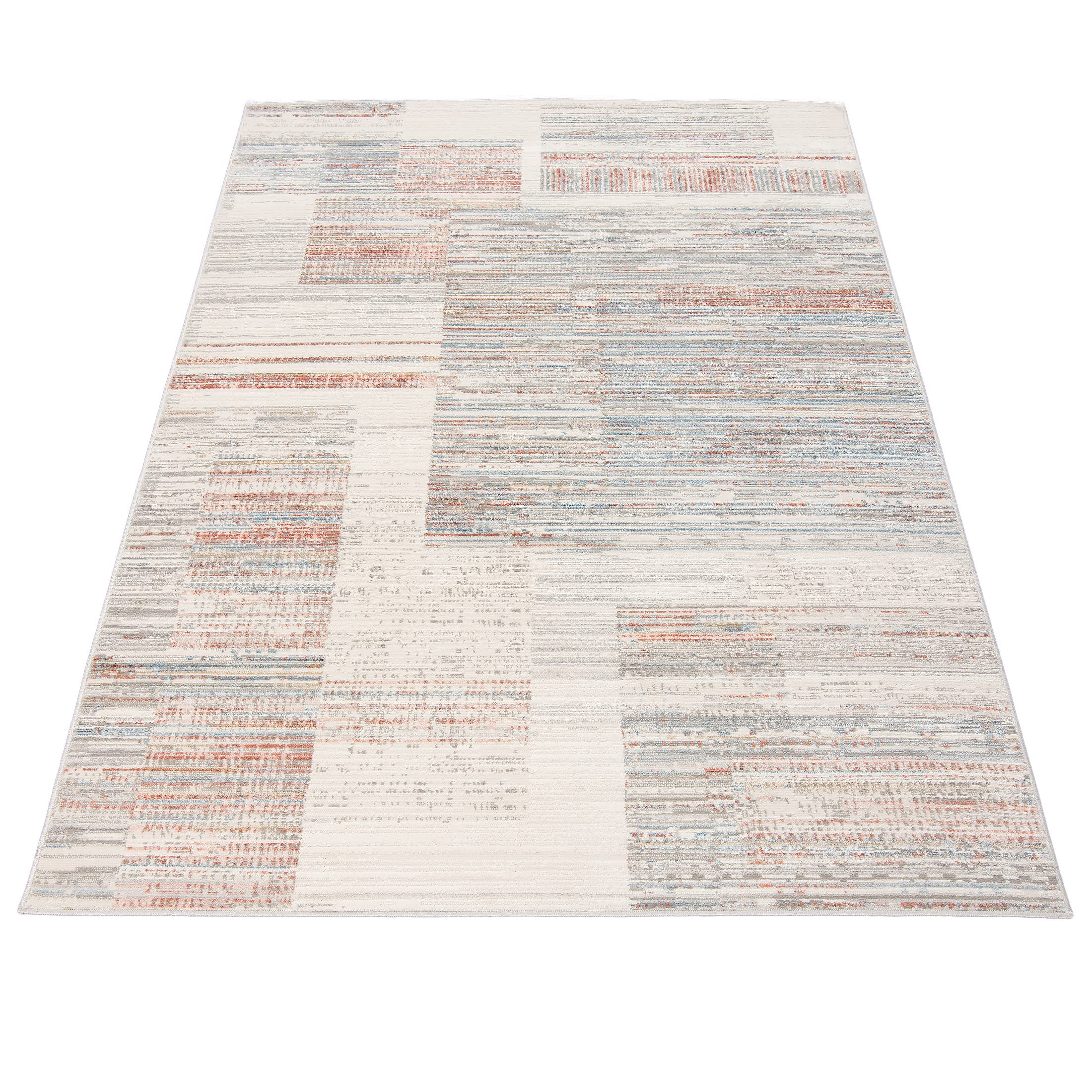 Carpeto Grand Tapis Salon 200x300cm Crème Orange Abstrait Doux Poils Courts