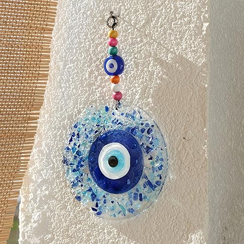Miniatura 2 de BCS Mosaico Decoración de mal de ojo para colgar en la pared del hogar 5.1 "Vidrio hecho a mano Nazar turco