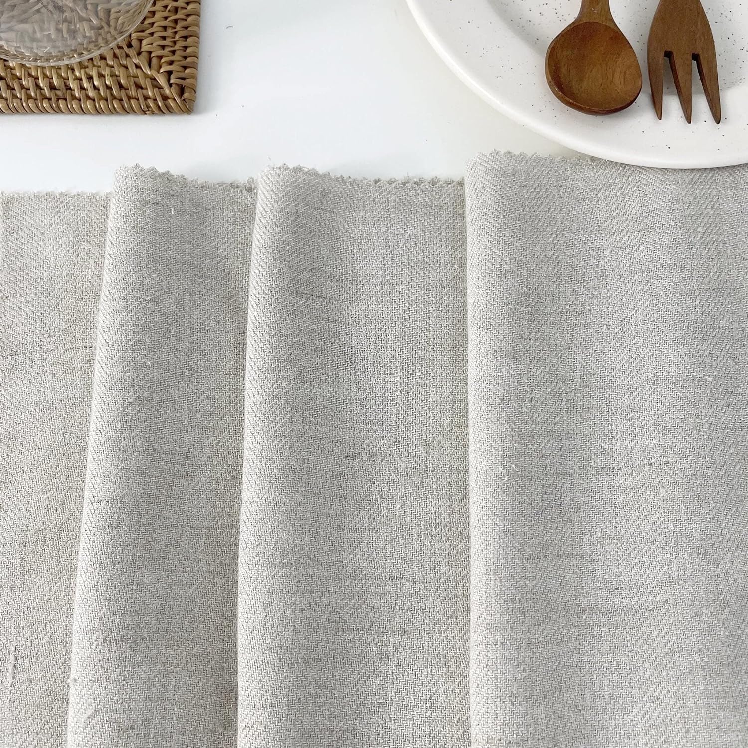 Grey Linen Melange HBT Herringbone Twill Fabric | Premium Quality Textile - Ideal for Sewing, Crafts, and Home Decor