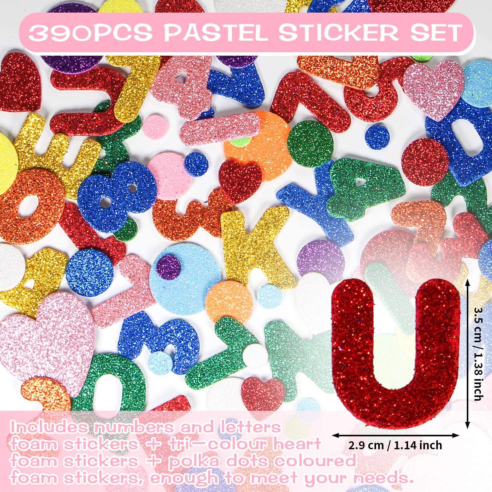 168 Lettere Adesive In Schiuma Con Glitter - Alfabeto Completo Per Decorare Pareti E Feste Di Compleanno