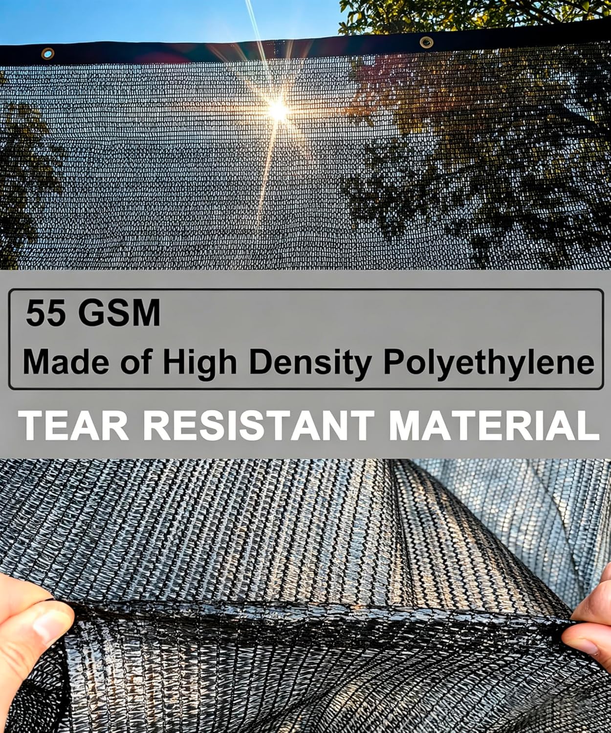E.share 40%-50% Black Sun Shade Cloth Outdoor - 12Ft X 20Ft Garden Shade Netting with Grommets for Greenhouse, Plant Covers, Patio, Chicken Coop, Barn & Kennel