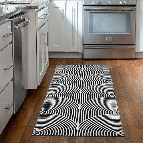 Miniatura 7 de Tiffasea Alfombras de cocina de 2 x 5 pies + 2 x 3 pies, alfombras de pasillo lavables modernas de algodón tejido de algodón para interiores y