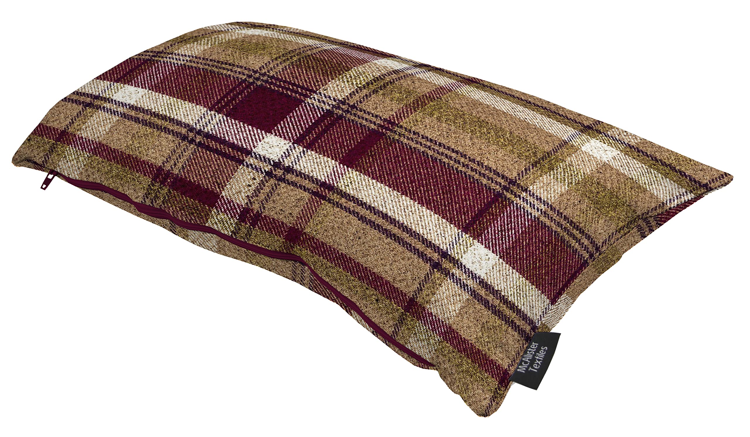 McAlister Textiles Heritage Tartan Throw Cushion Cover - 40 x 60 cm in Mulberry - Wool-Feel Plaid Highlands CheckScatter Pillow Cover For Sofas & Bedroom
