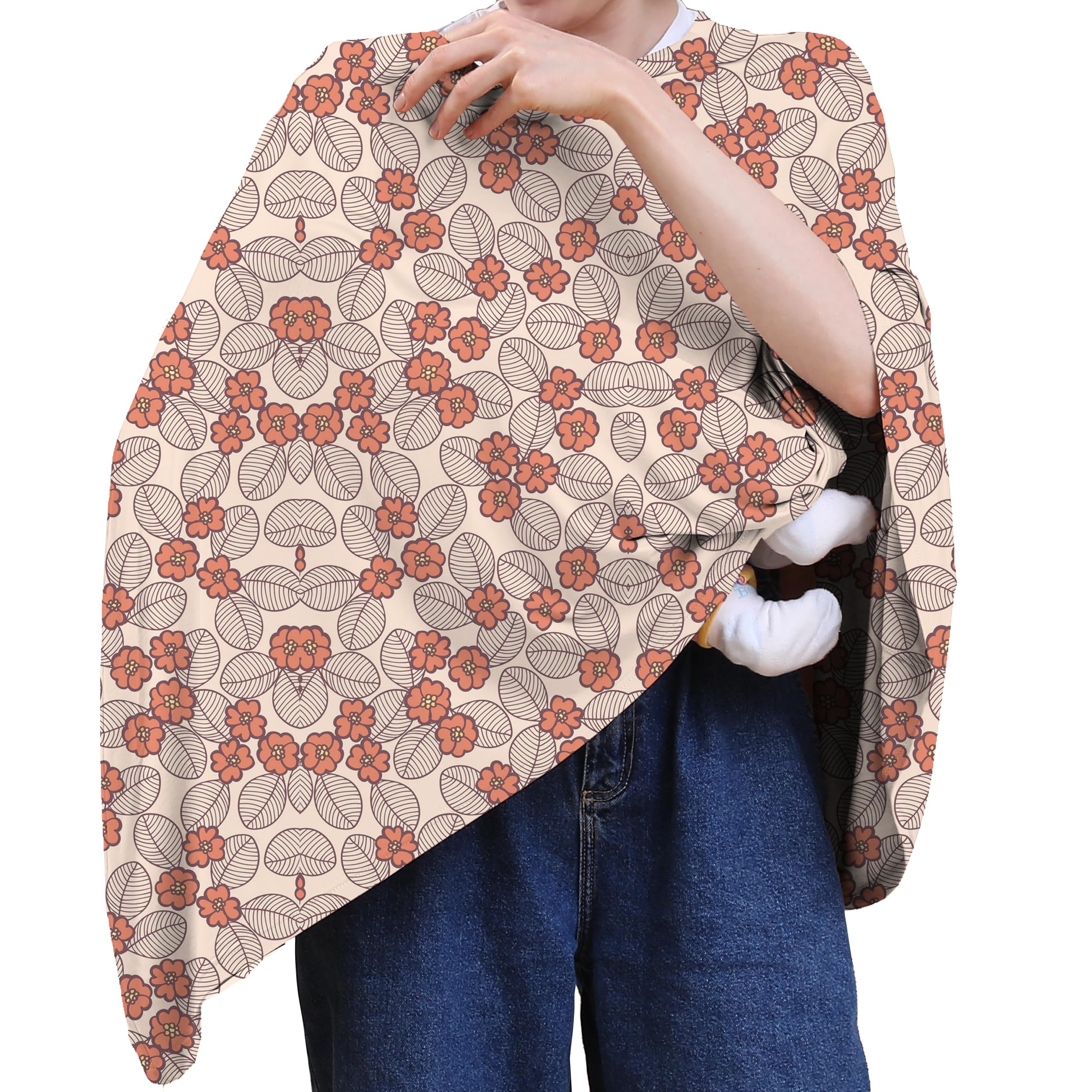 Seejoy Multi-use Nursing Cover for Breastfeeding, 360°Full Coverage Nursing Poncho, Rayon Soft & Breathable Breastfeeding Cover up (Smooth Rayon, Floral Leaf) — image 1