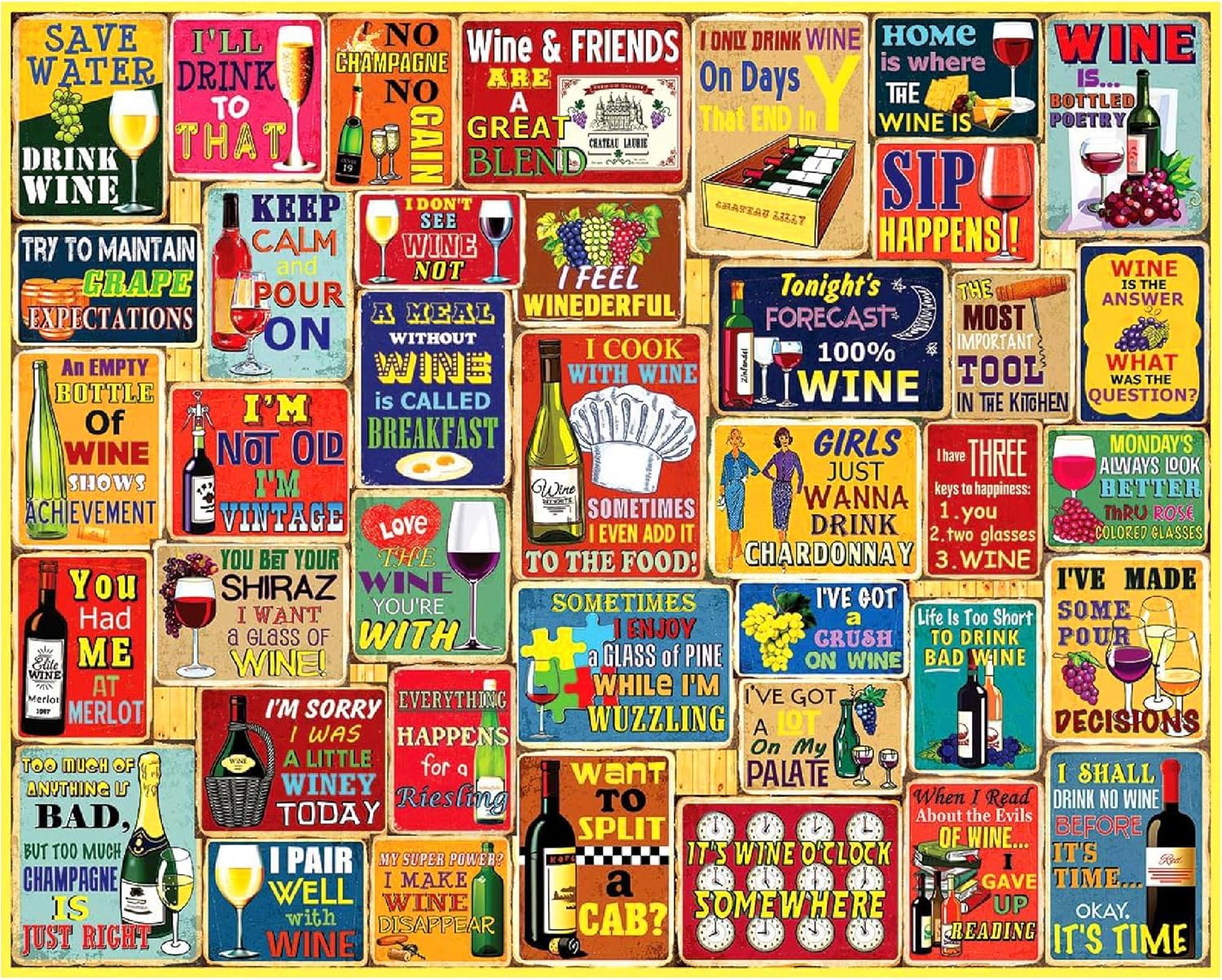 White Mountain 1000 Piece Jigsaw Puzzle Funny Wine Sayings Collage Puzzles with Large Pieces for Adults and Family 24"x30" - I Love Wine