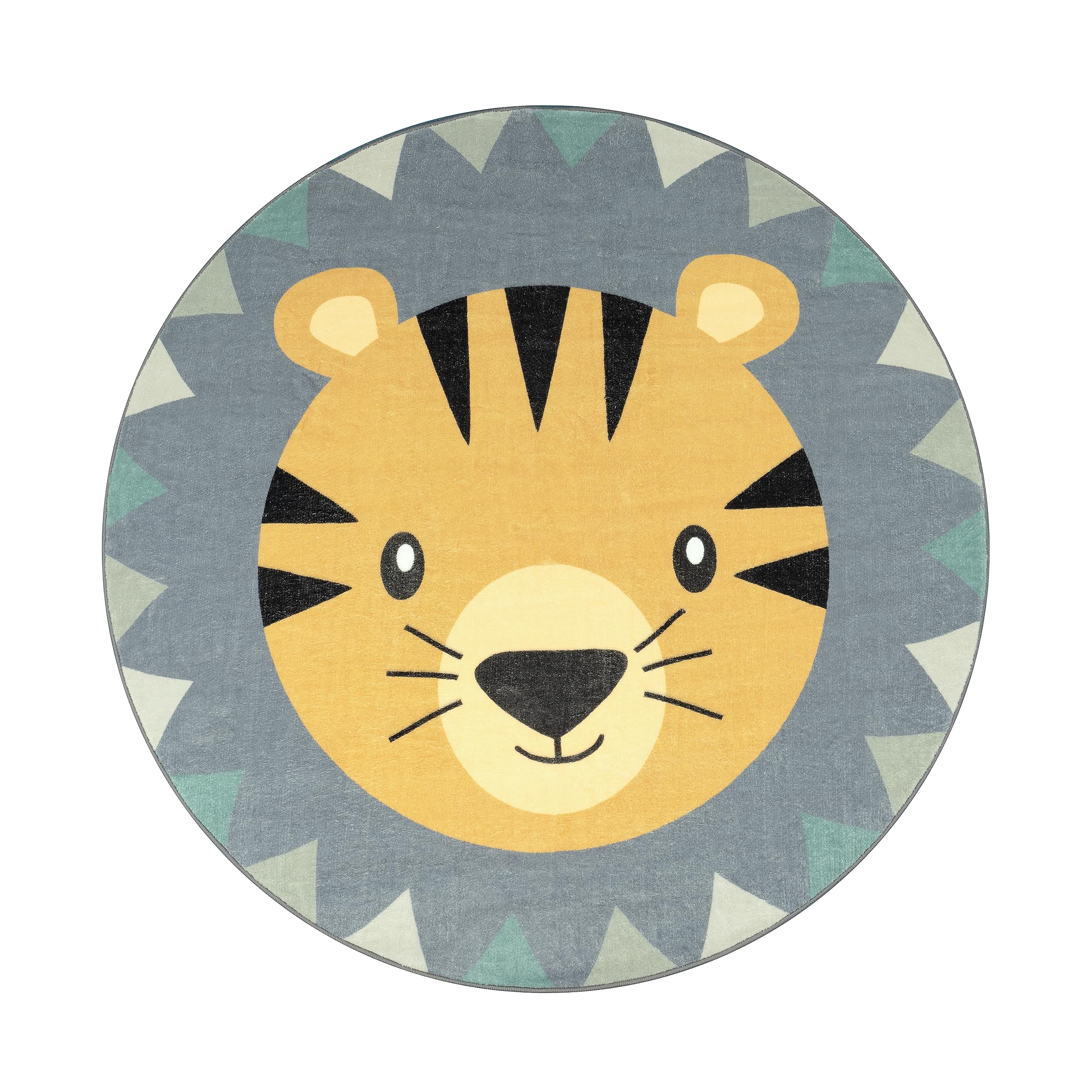 Paco Home Alfombra De Habitacion Bebe Infantil Niña Niño De Juego Retonda Cabeza De Oso De León Lavar En La Lavadora Moderna, tamaño:Ø 160 cm Redon, Color:Multicolor
