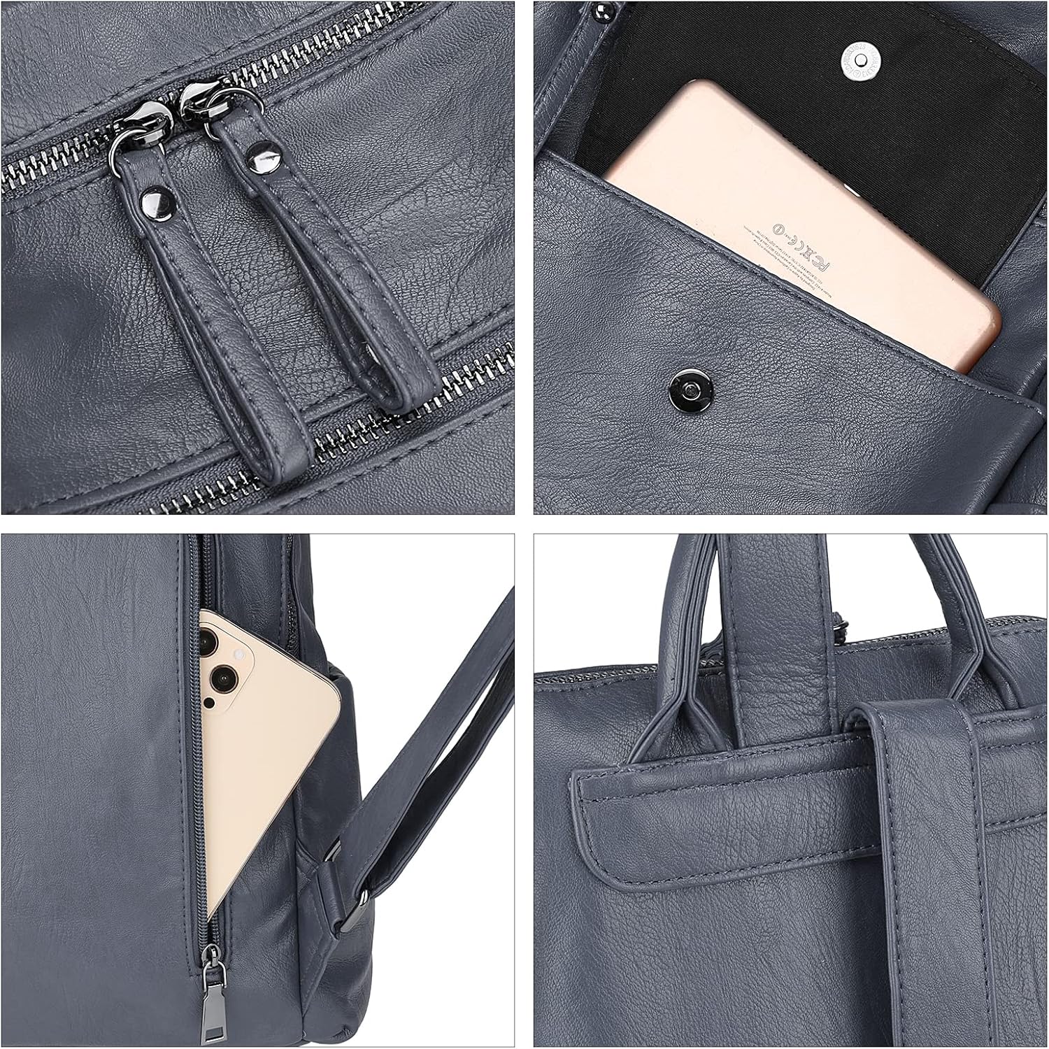 Uromee Backpack Purse for Women Vegan Leather Ladies Fashion Travel Shoulder Bag Convertible - Image 5