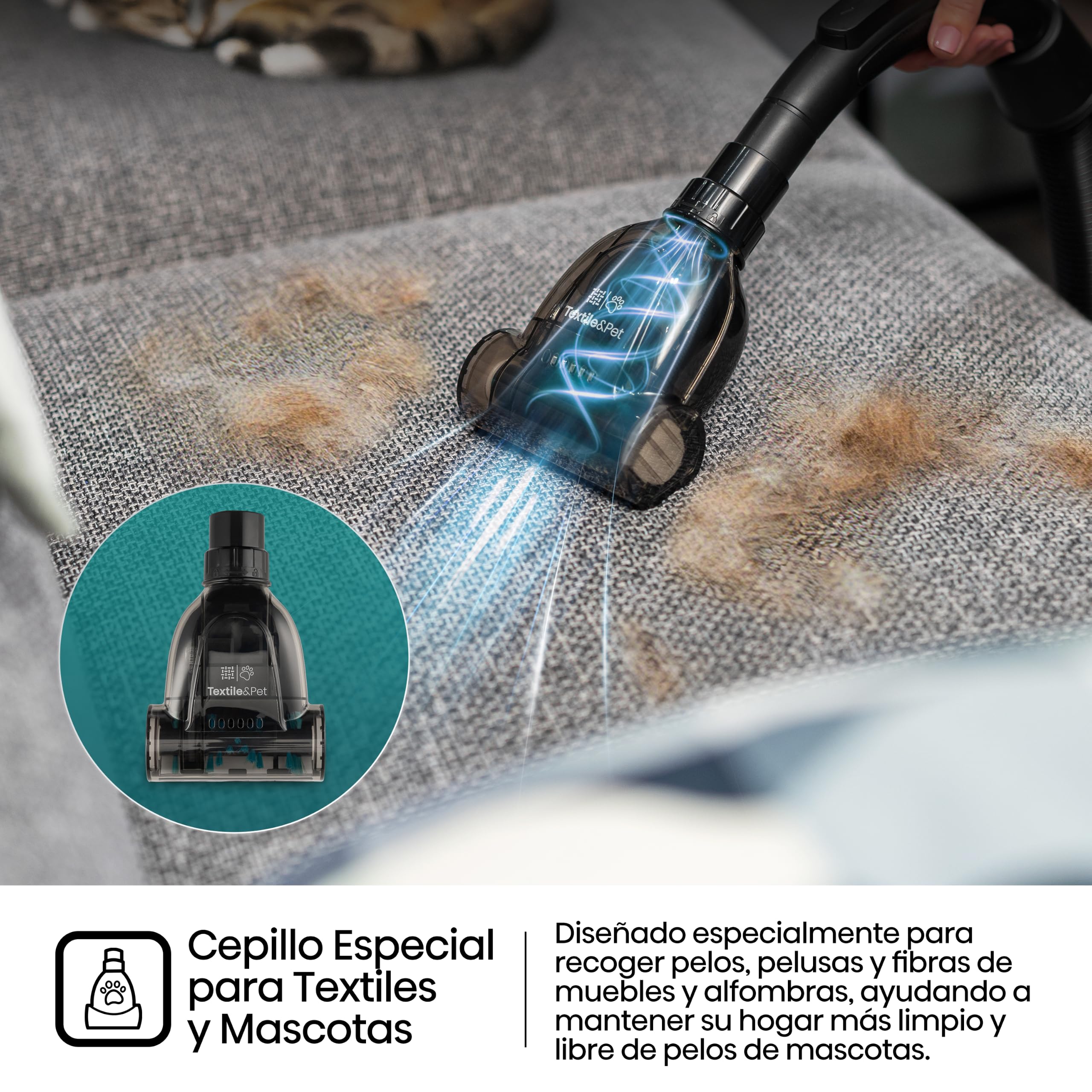 Hisense HVC20E3H2TPA Aspiradora Trineo ciclónica sin Bolsa, Cepillo HI2 Textil y Mascotas, Potente succión de 160W, Tubo telescópico metálico y Boquilla con Cepillo 2 en 1 para Suelos Duros