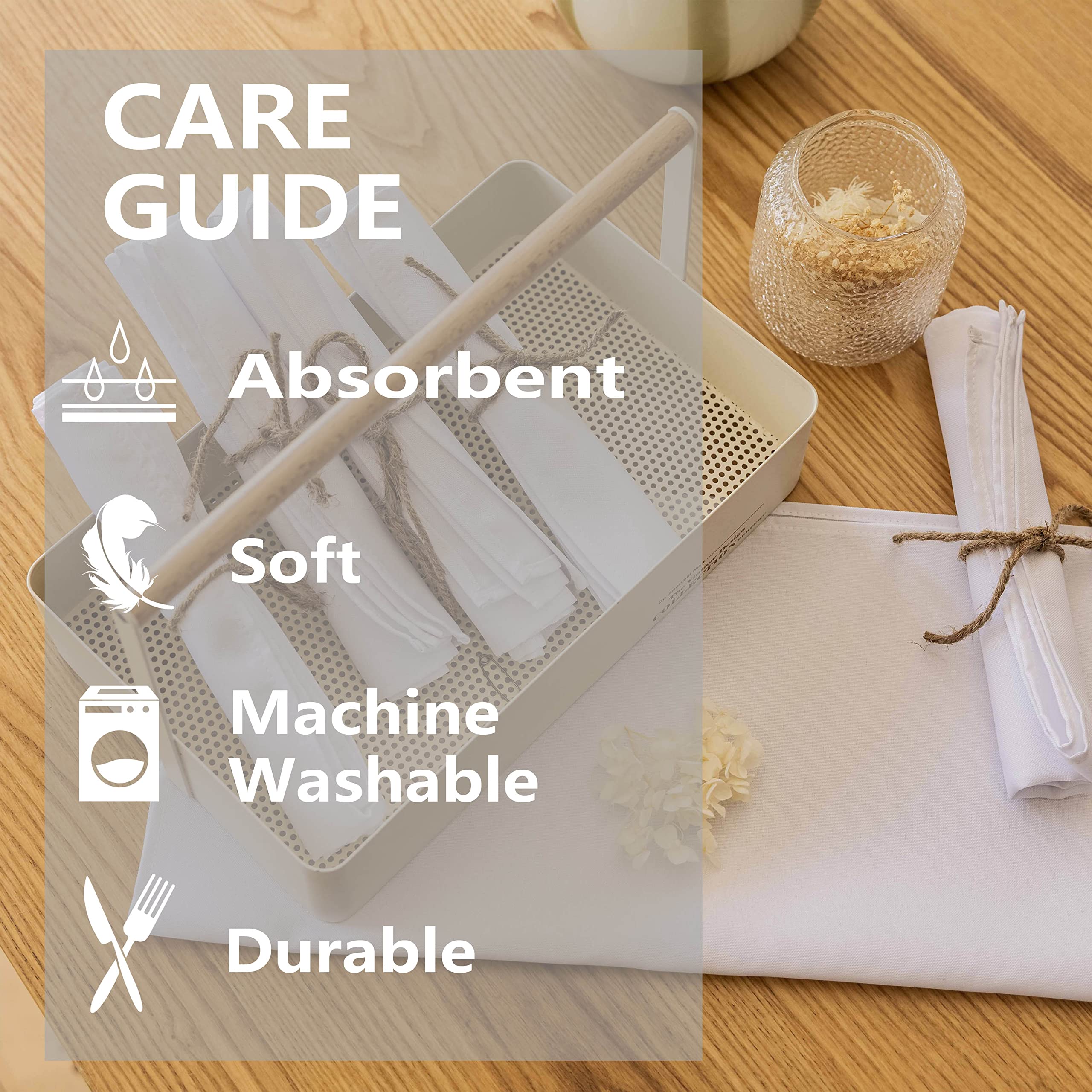 Home Brilliant White Cloth Napkin Set of 12 Reusable Napkins Washable Cocktail Wedding Party Dinner Napkins, 17x17 inch, White