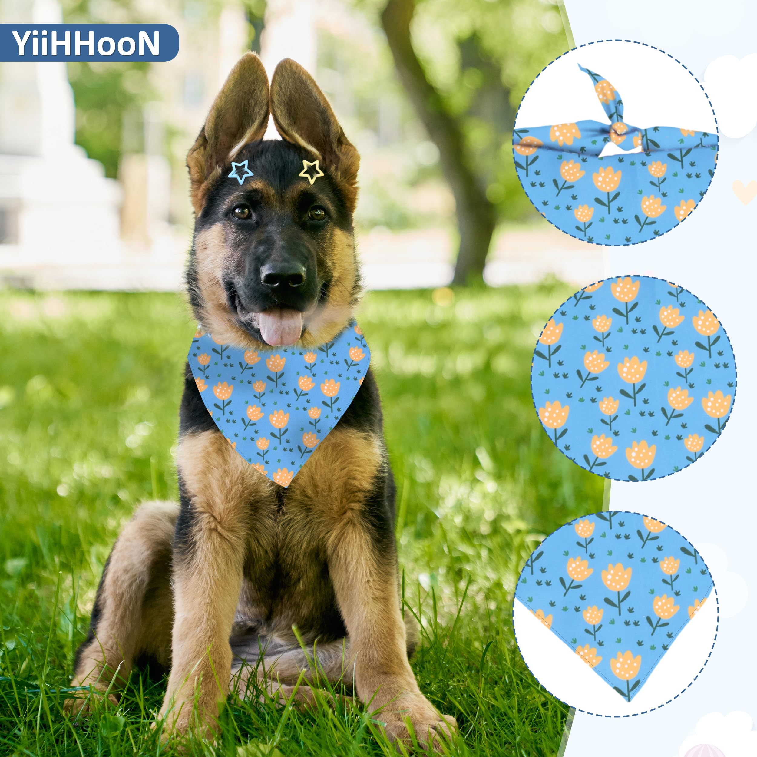 Hunde Bandana Kopftücher, 6 Stück Hundehalstuch und 6 Stück Stern Haarspangen, Hundebandana Dreieckstuch Hundehalstücher Katzenhalstuch für Kleine Mittel Hunde Katzen
